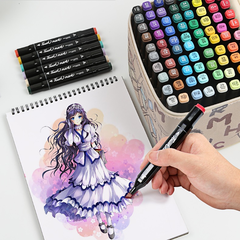 Bút vẽ Touchmark, màu marker Touch Mark túi da vintage vẽ anime, truyện tranh manga, thiết kế thời trang, cao cấp