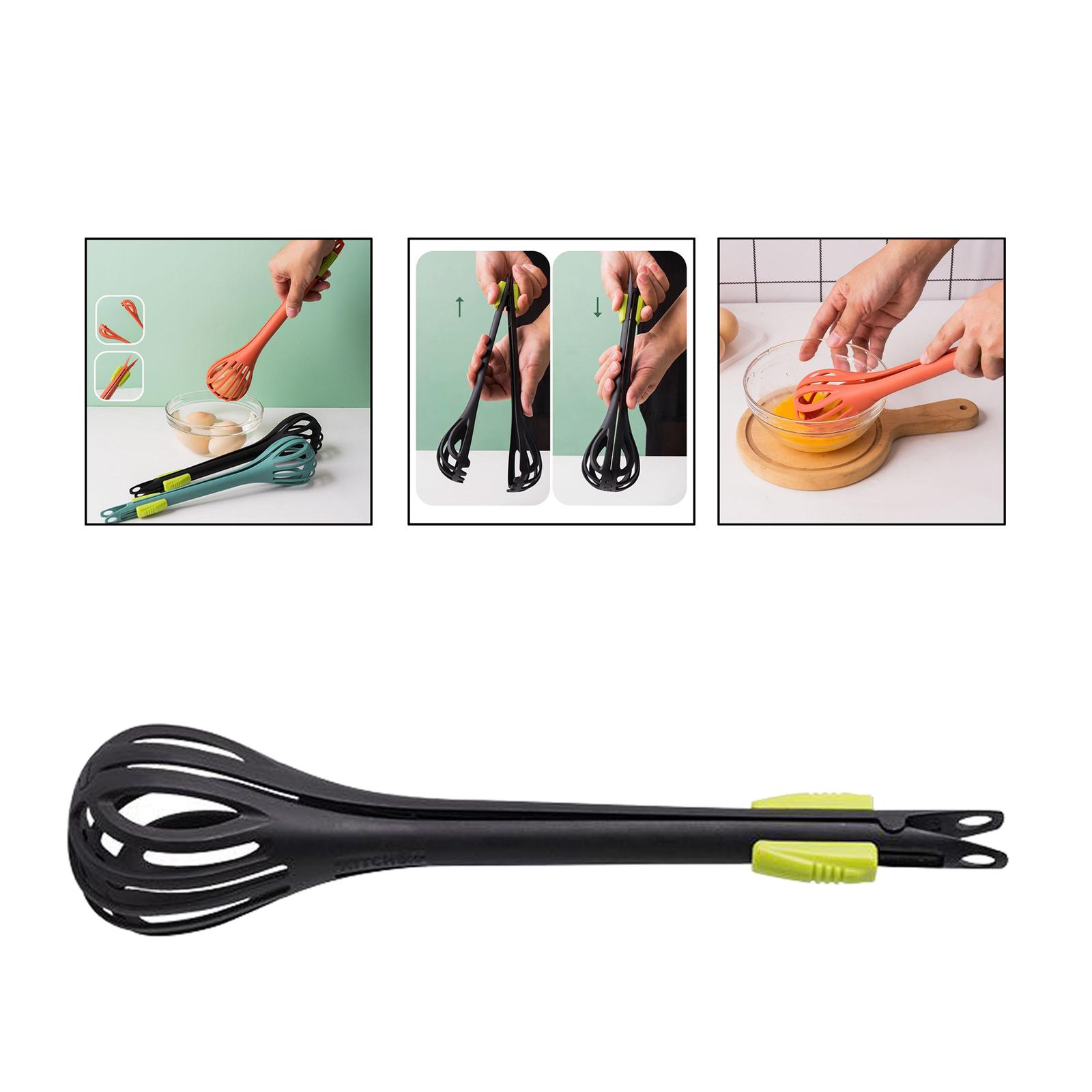 29cm Multi-functional Egg Beater, 2-in-1 Household Nylon Egg Whisk Mixer, Spaghetti Noodle Food Tongs with Hanging Holes