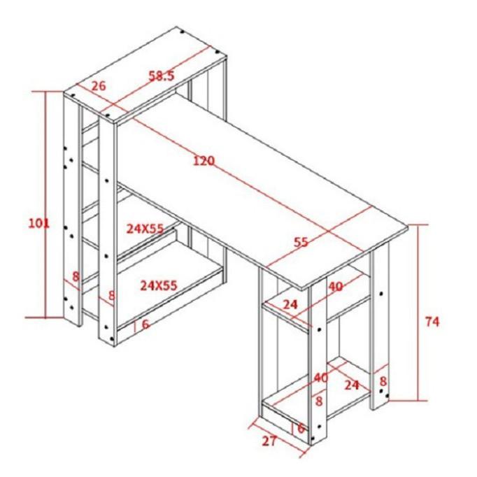 Bàn làm việc đa năng kèm kệ sách, chất liệu bằng gỗ MDF đẹp chất lượng cao, hàng lắp ráp dễ dàng vận chuyển