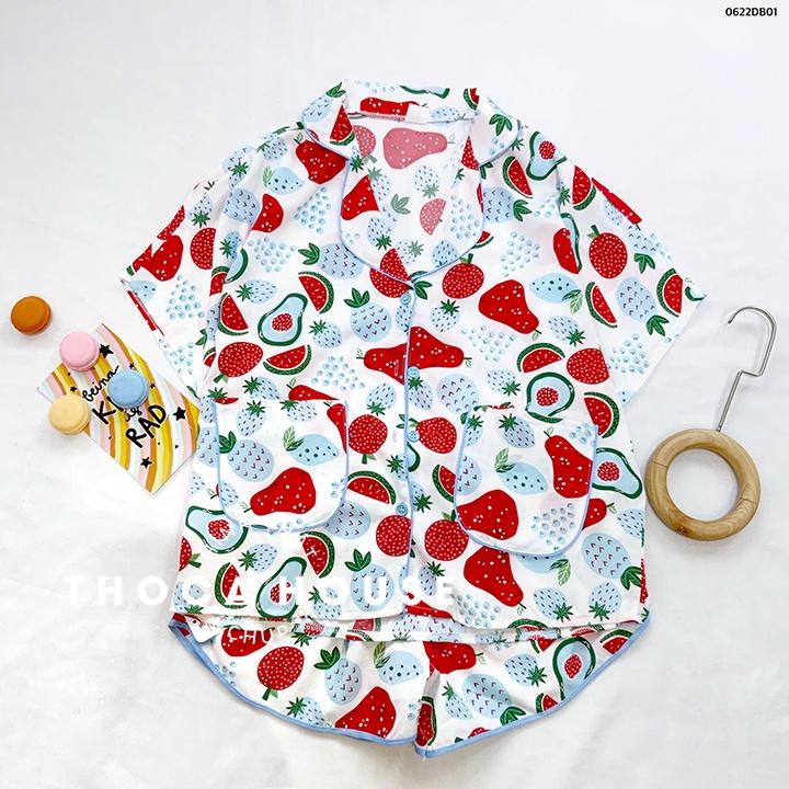 Đồ bộ pyjama mặc nhà kiểu cánh dơi 2 túi viền họa tiết THOCA HOUSE dễ thương xinh xắn, thoải mái