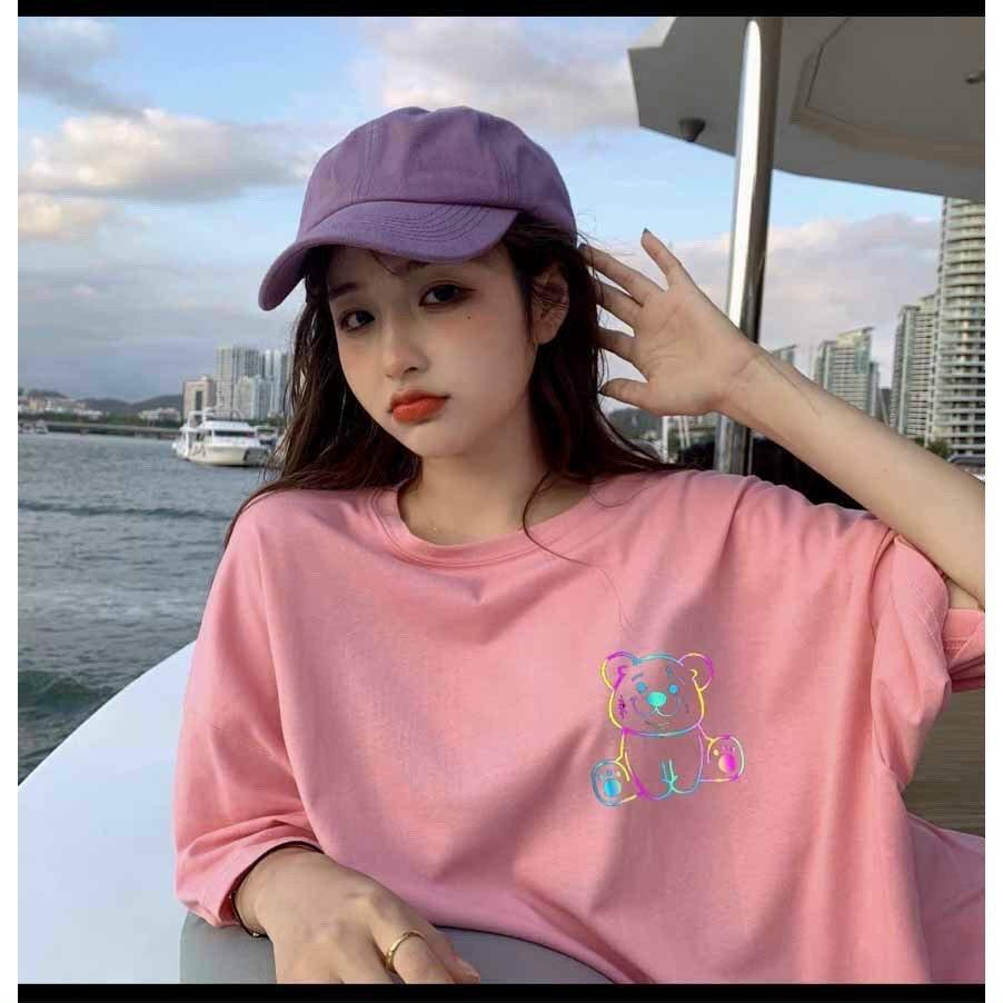 Áo thun phản quang 7 màu in chú gấu cute LOVE PEACE sau áo,phong cách năng động đáng yêu,Áo Thun Tay Lỡ Phản Quang 7 Màu Love Myself