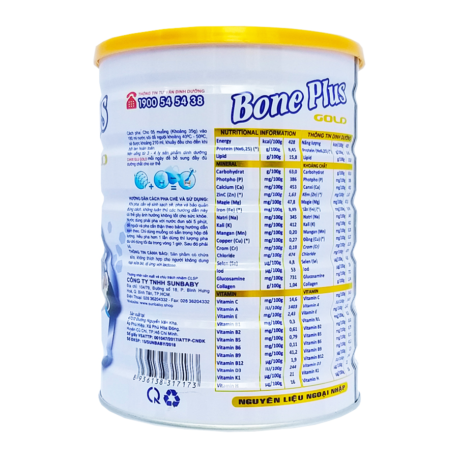 Sữa bột dinh dưỡng Nutri Plus BONE PLUS giúp cơ xương khớp chắc khỏe Sunbaby NTBSBTC2019