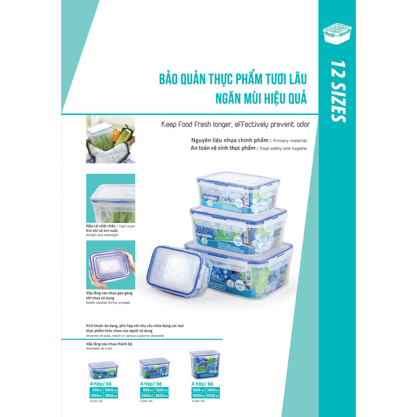 Hộp Thực Phẩm CN Matsu 2800ml Duy Tân No.439 Trong Suốt Không Màu