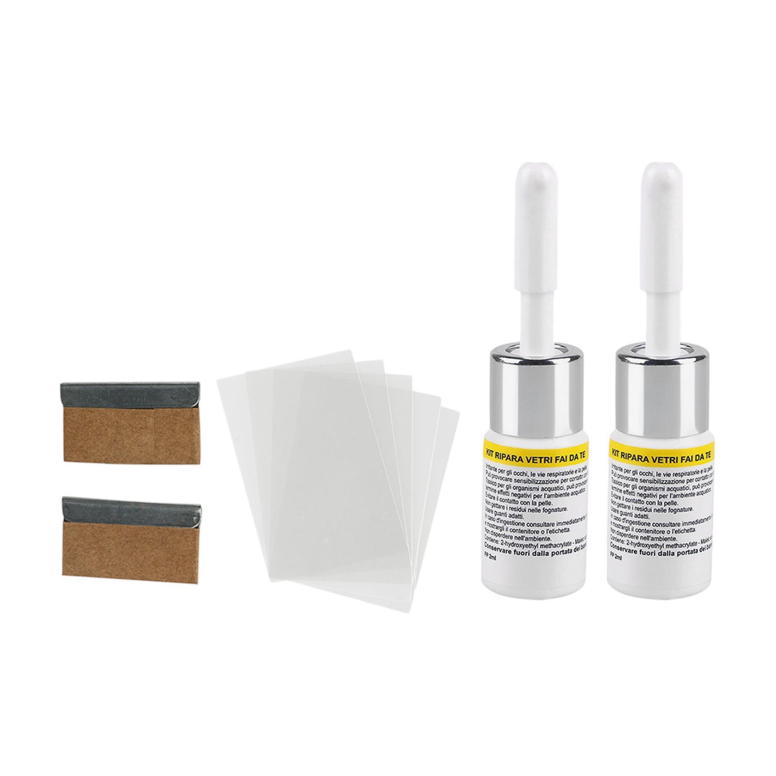 2x2Pcs Automotive Glass Repair Fluid Windshield Resin Crack Tool DIY Car Fix White