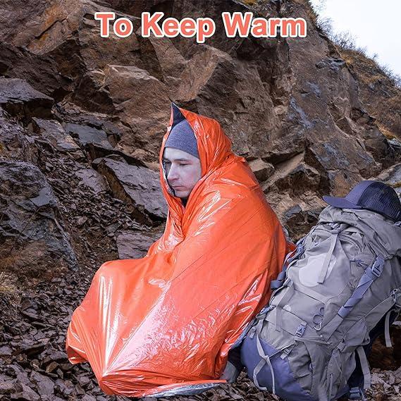 Poncho Mũ Trùm Khẩn Cấp Sinh Tồn, Poncho 2 Gói Sinh Tồn Đi Mưa, Poncho Sinh Tồn Có Thể Tái Sử Dụng Cho Các Hoạt Động Ngoài Trời