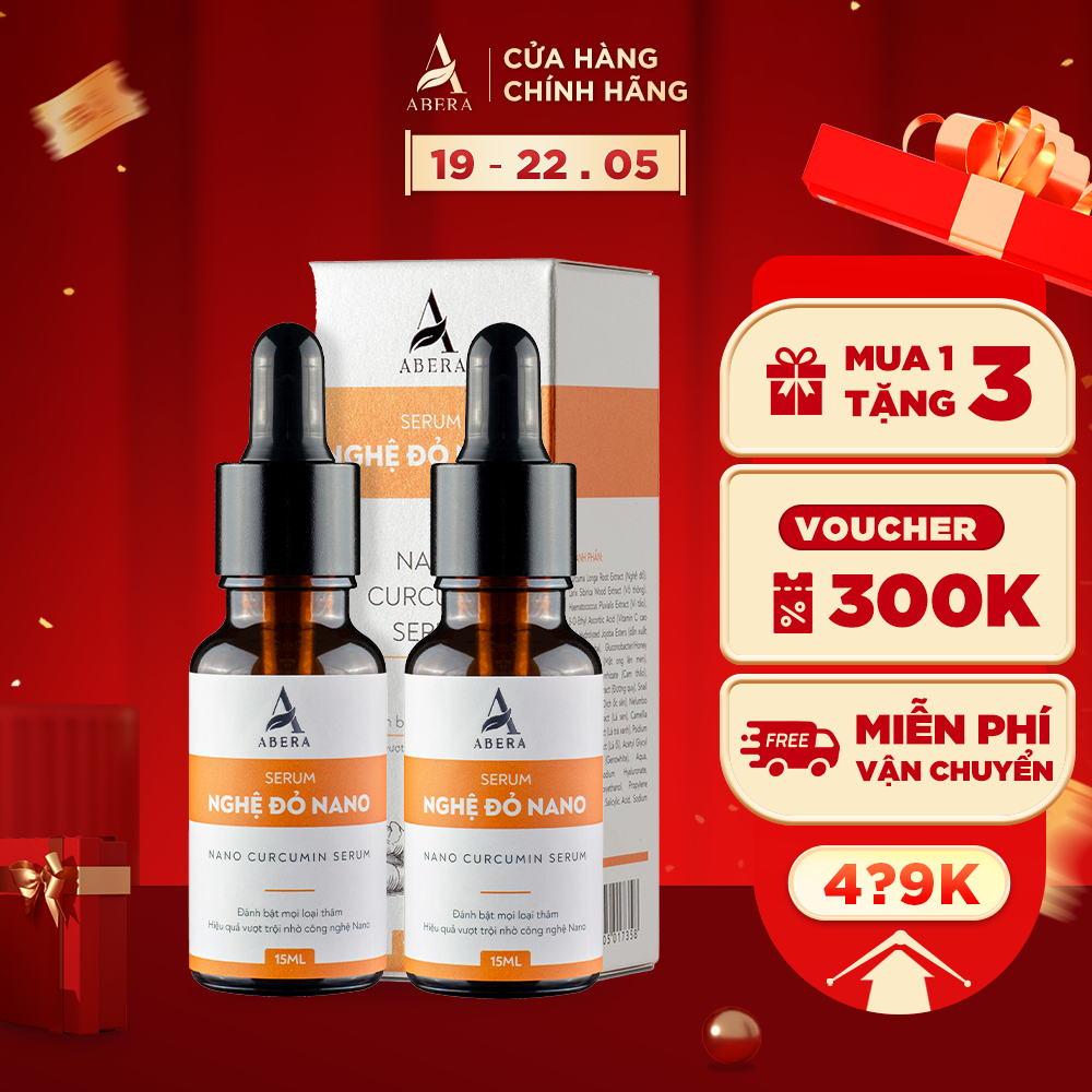 Combo 02 Serum Nghệ Đỏ Nano ABERA Cho Làn Da Trắng Mịn, Giảm thâm, Serum mờ thâm nhanh chóng, hiệu quả