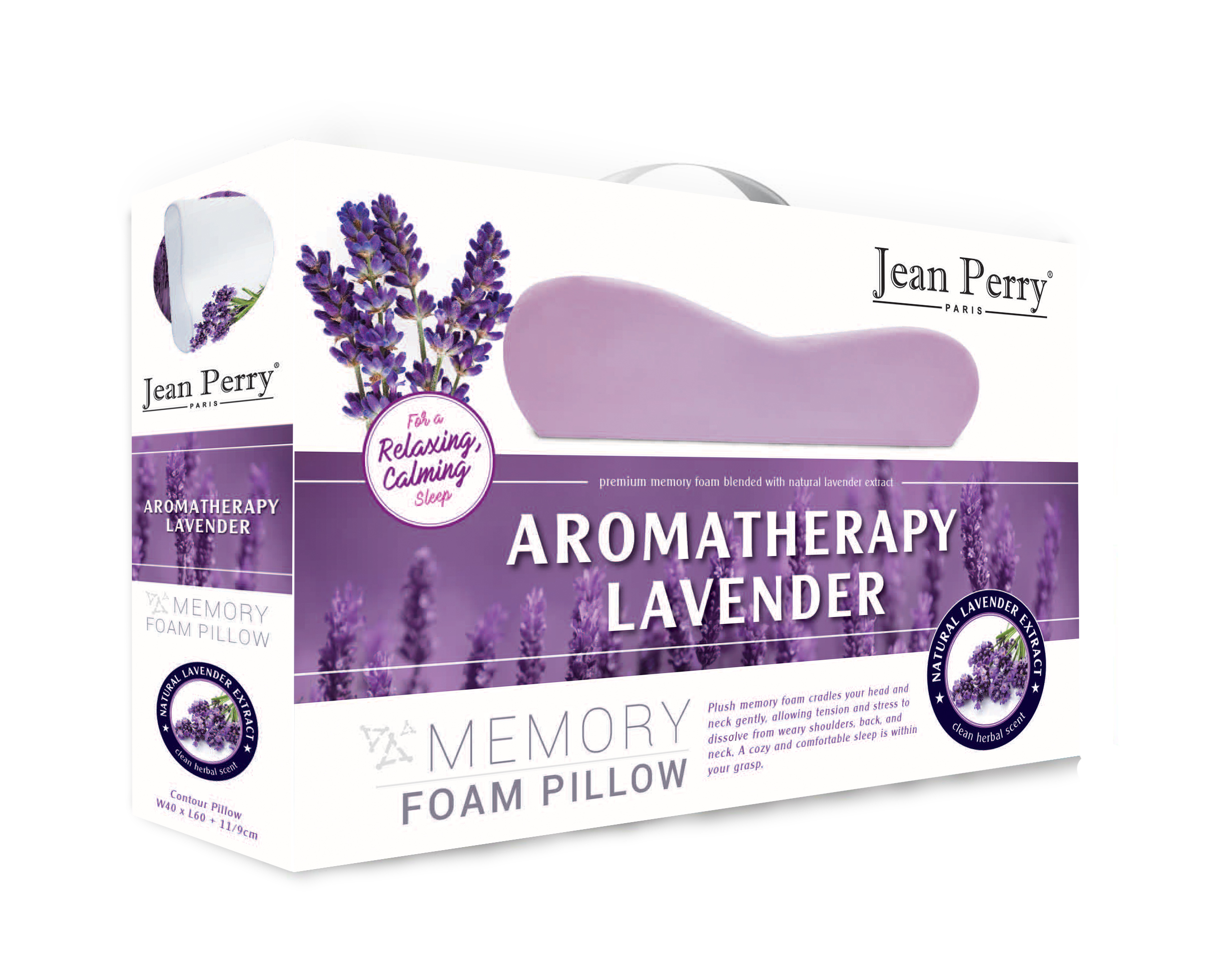 Hình ảnh Gối nằm chiết xuất hoa oải hương Jean Perry Memory Foam Lavender Contour 40x60x11/9cm