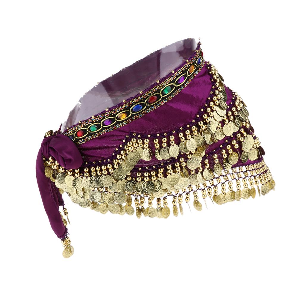 Velvet Dangling Gold  Belly Dancing Hip Skirt Scarf Wrap Belt