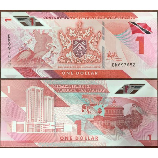 Tiền Sưu Tầm Mới Phát Hành Quốc Gia Caribbean Trinidad and Tobago 1 dollar 2021 Polymer Mới 100%