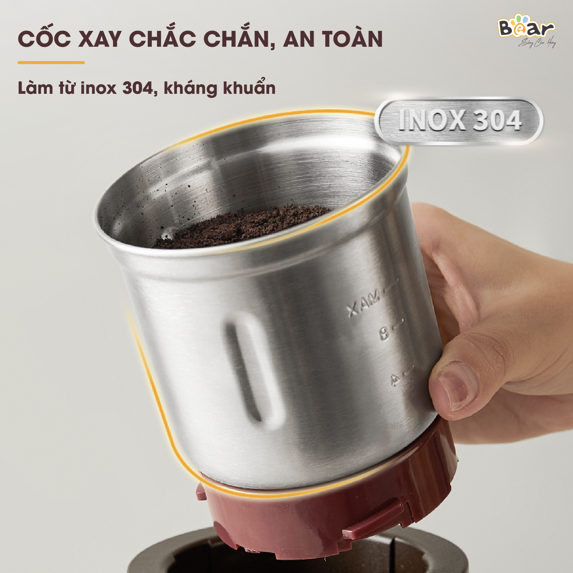 Máy Xay Bột Khô Đa Năng Bear Cà Phê, Hạt Tiêu, Ngũ Cốc Công Suất Lớn MDJ-A02G3 - Hàng Chính Hãng