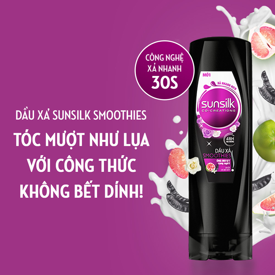 Dầu xả Sunsilk Óng Mượt Rạng Ngời 320gr dành cho tóc khô xơ với tinh chất bưởi &amp; bồ kết