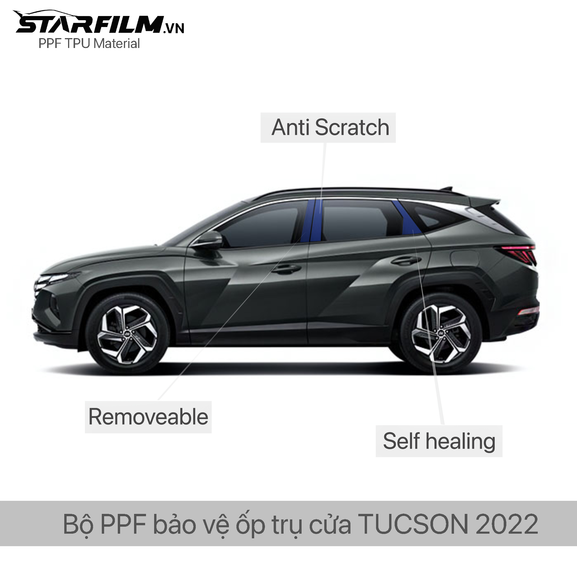 Hyundai Tucson 2022 PPF TPU Trụ bóng chống xước tự hồi phục STARFILM