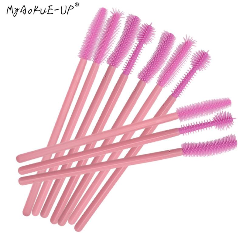 200 Cái/lốc Đầy Đủ Silicon Hồng Kẹp Mi Eyelash Bàn Chải Cho Cây Nối Mi Trang Điểm Mắt Lash Mascara Hoa Dây Applicator