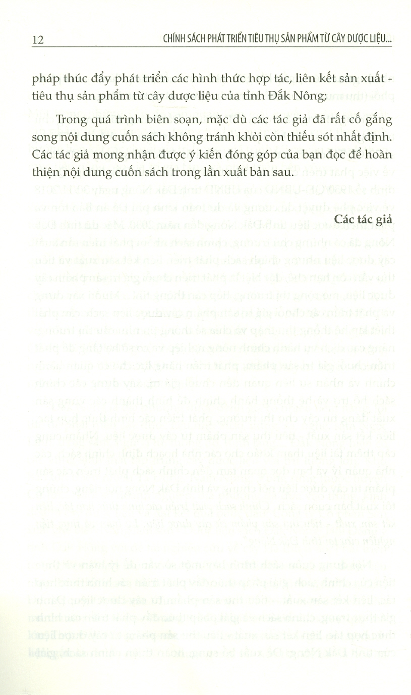 Chính Sách Phát Triển, Tiêu Thụ Sản Phẩm Từ cây Dược Liệu - Lý Luận Và Thực Tiễn