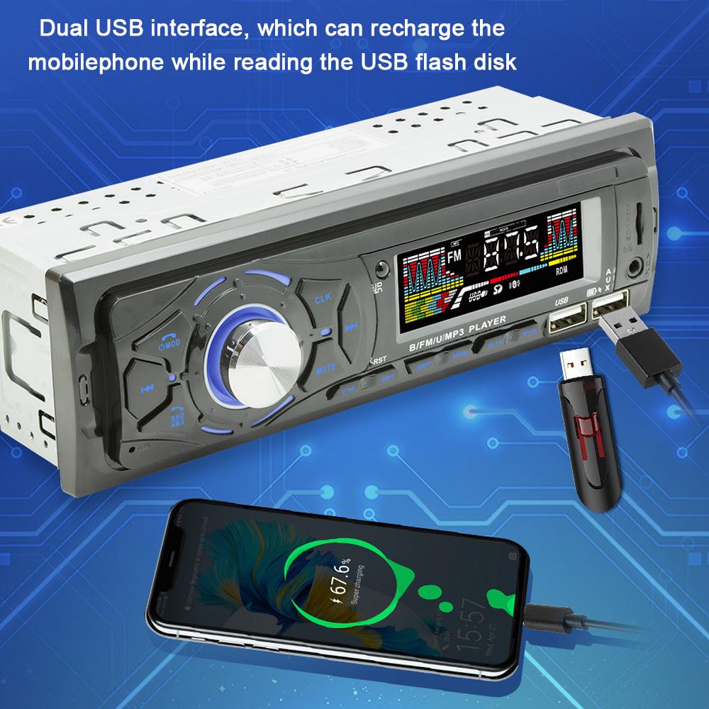 Multi-function Car BT MP3 Player Dual USB Interface Car Audio Player Auto Voice Assistant MP3 Player Radio Receiver