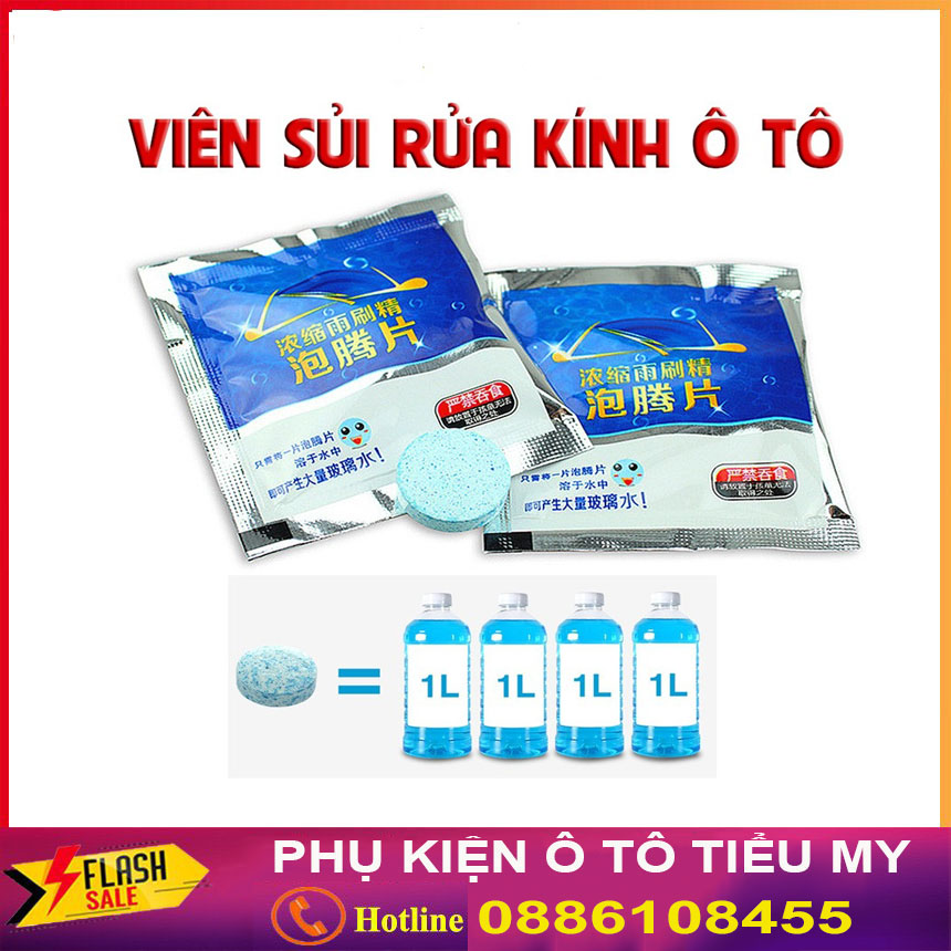 Combo 10 viên sủi rửa kính chuyên dụng cho xe ôtô 1 viên bằng 4 lít nước siêu tiết kiệm, hàng loại 1