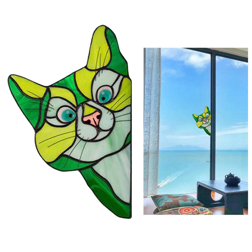 Peeking Cat Stained Glass Suncatcher Lover Gift Stained Glass Window Hanging