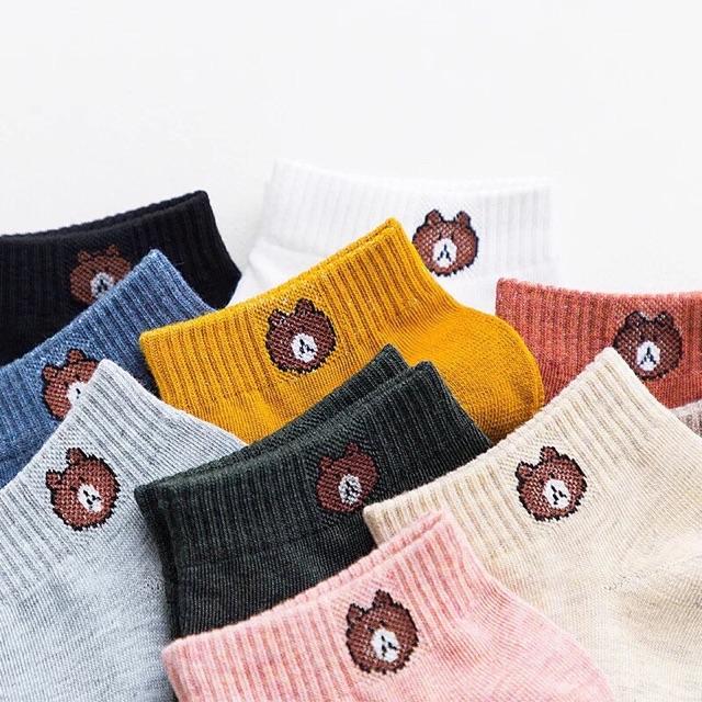 Xả Kho TẤT NỮ GẤU BROWN CỔ NGẮN