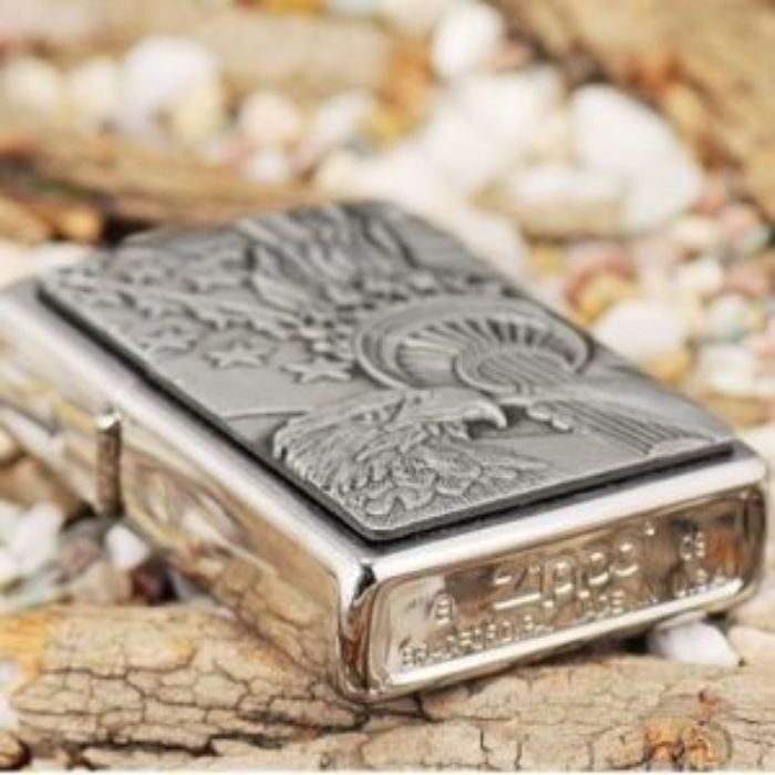 Bật Lửa Zippo Something Patriotic Emblem Brushed Chrome Chính Hãng Usa