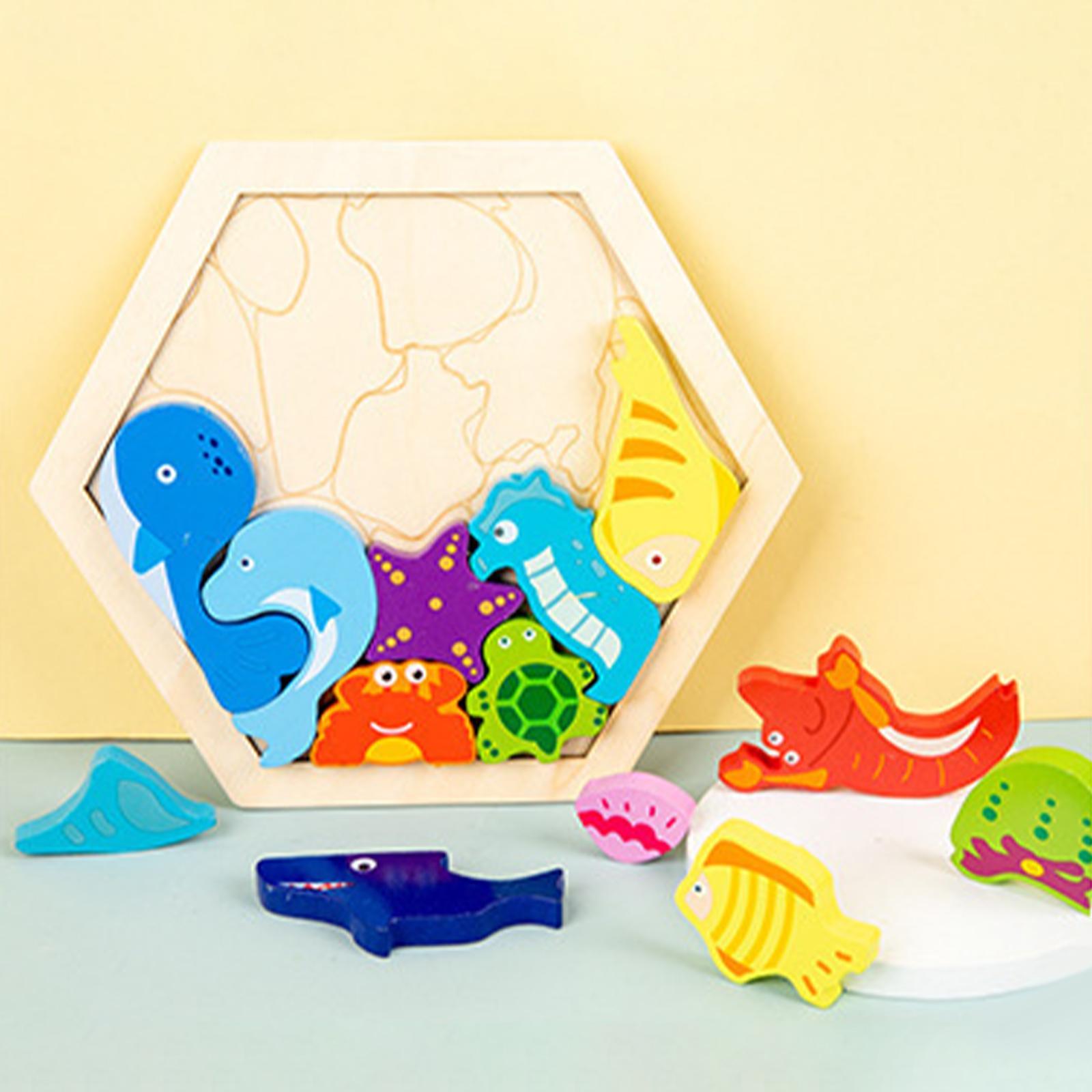 Wooden Jigsaw Puzzles Sorting Stacking Blocks Educational Toy
