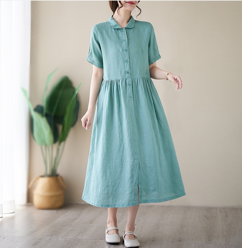 Đầm váy nữ thiết kế dáng suông có thắt eo chất liệu linen dễ mặc mẫu mới