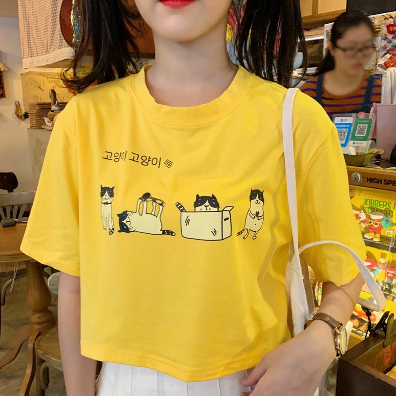 Áo Croptop Vải Citi Mèo Đáng Yêu - CR10
