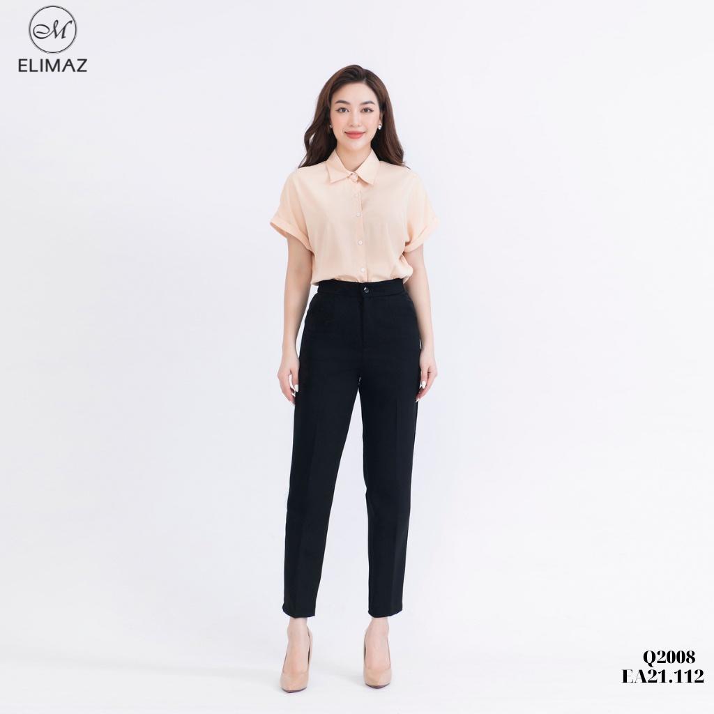Quần Tây Âu Nữ Công Sở Elimaz Đai Trơn Ống Đứng Màu Xanh Than Q2008