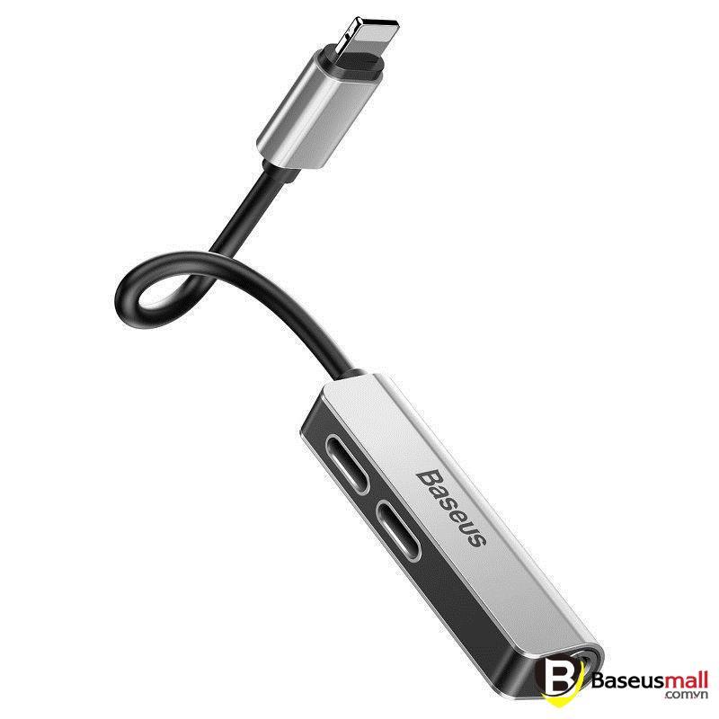Baseus -BaseusMall VN Bộ chuyển cổng Ln sang Dual Ln + Audio AUX 3.5mm Baseus L52