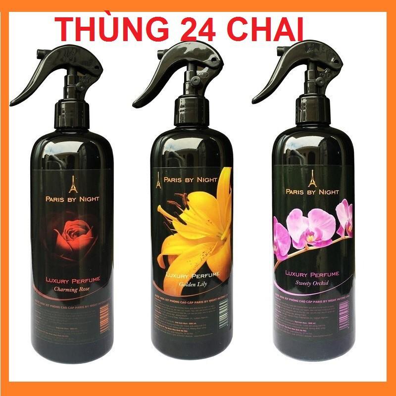 Thùng 24 chai xịt phòng tinh dầu nước hoa cao cấp Paris by night 500ml