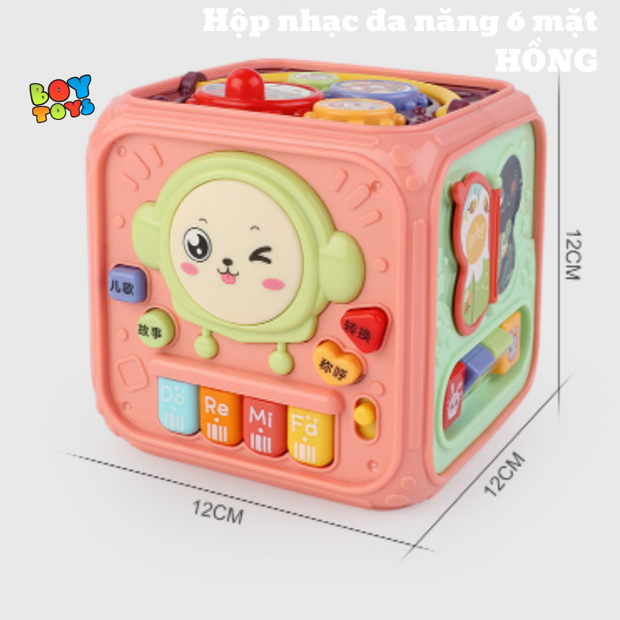 Hộp nhạc đa năng 6 mặt, hộp nhạc ô tô có đèn, nhạc, hình khối giúp bé phát triển tư duy và nhận biết màu sắc