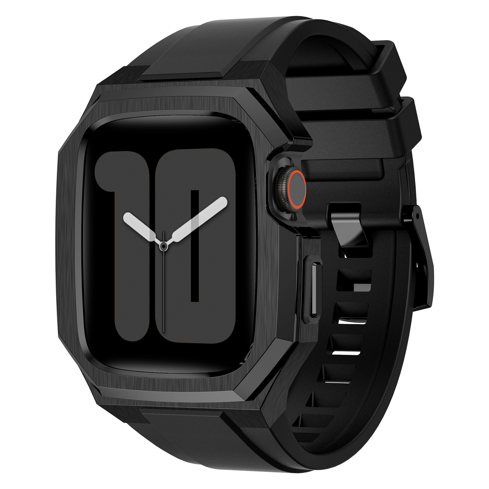 Ốp Case Vỏ Thép Không Gỉ bảo vệ tích hợp dây đeo Fluororubber cho Apple Watch Series 4/5/6/7/8/9/SE1,2 Size 44mm/45mm - Hàng Chính Hãng
