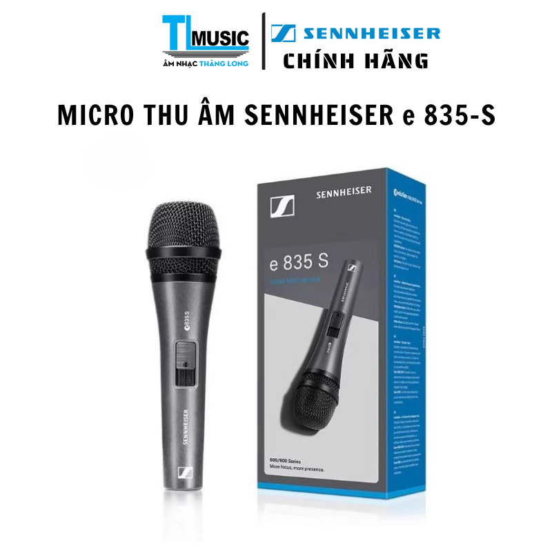 Micro Thu Âm Sennheiser e 835-S – Dynamic Cardioid – Có Công Tắc – Chống Hú - Hàng Chính Hãng