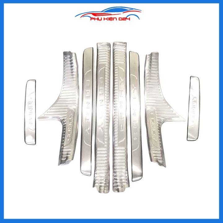 Bộ ốp bậc cửa trong ngoài nẹp bước chân Camry 2019-2020-2021-2022 Inox chống trầy trang trí xe