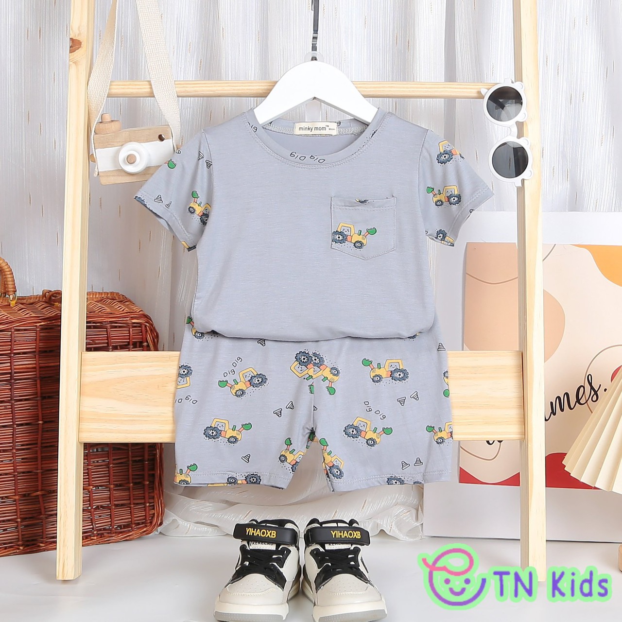 (20-28kg) Bộ Cộc Tay THUN LẠNH MINKY MOM In Hình Toàn Thân Dễ Thương {Hàng chuẩn loại 1