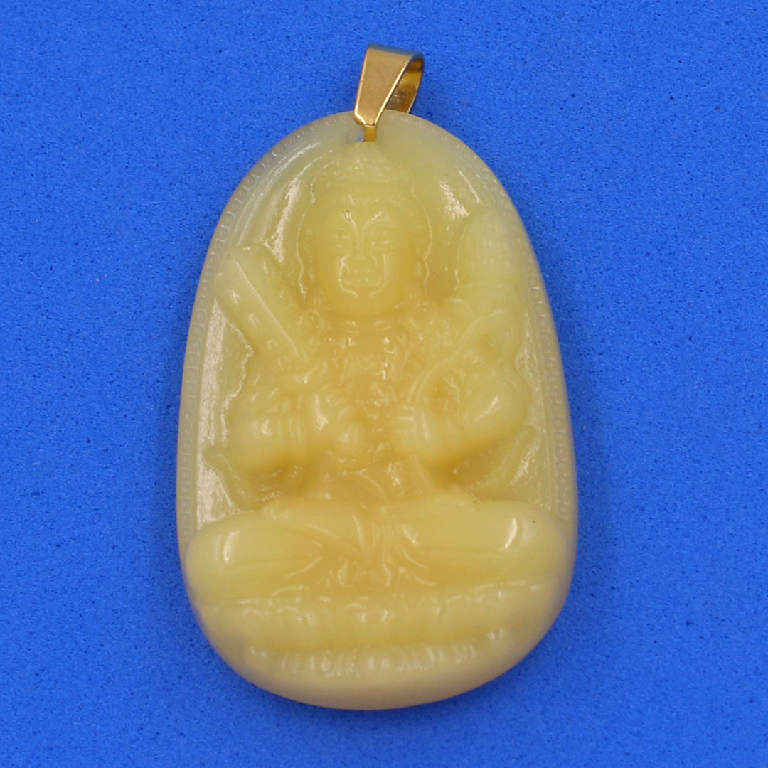 Mặt dây chuyền Hư Không Tạng Bồ Tát thạch anh vàng 3.6cm - phật bản mệnh tuổi Sửu, Dần - Mặt size nhỏ