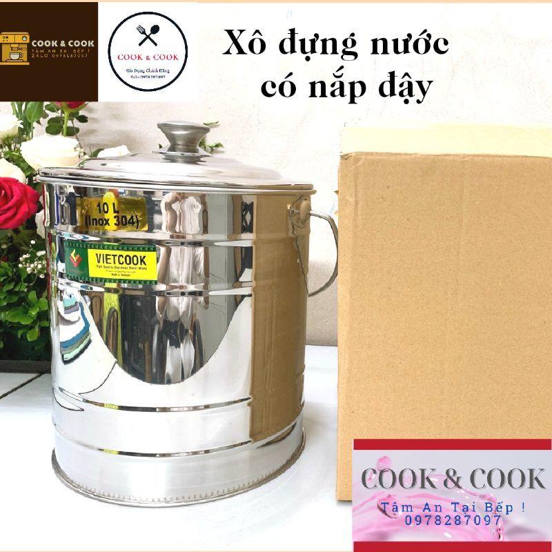 Bình (xô) sữa inox 304, (xô) bình inox 304 đựng nước canh, nước dùng, nước phở, thực phẩm dung tích 10, 15 lít có nắp