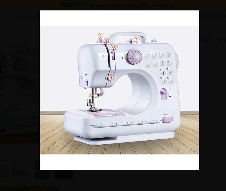 Máy May Mini Gia Đình 12 Kiểu May, Có Vắt Sổ
