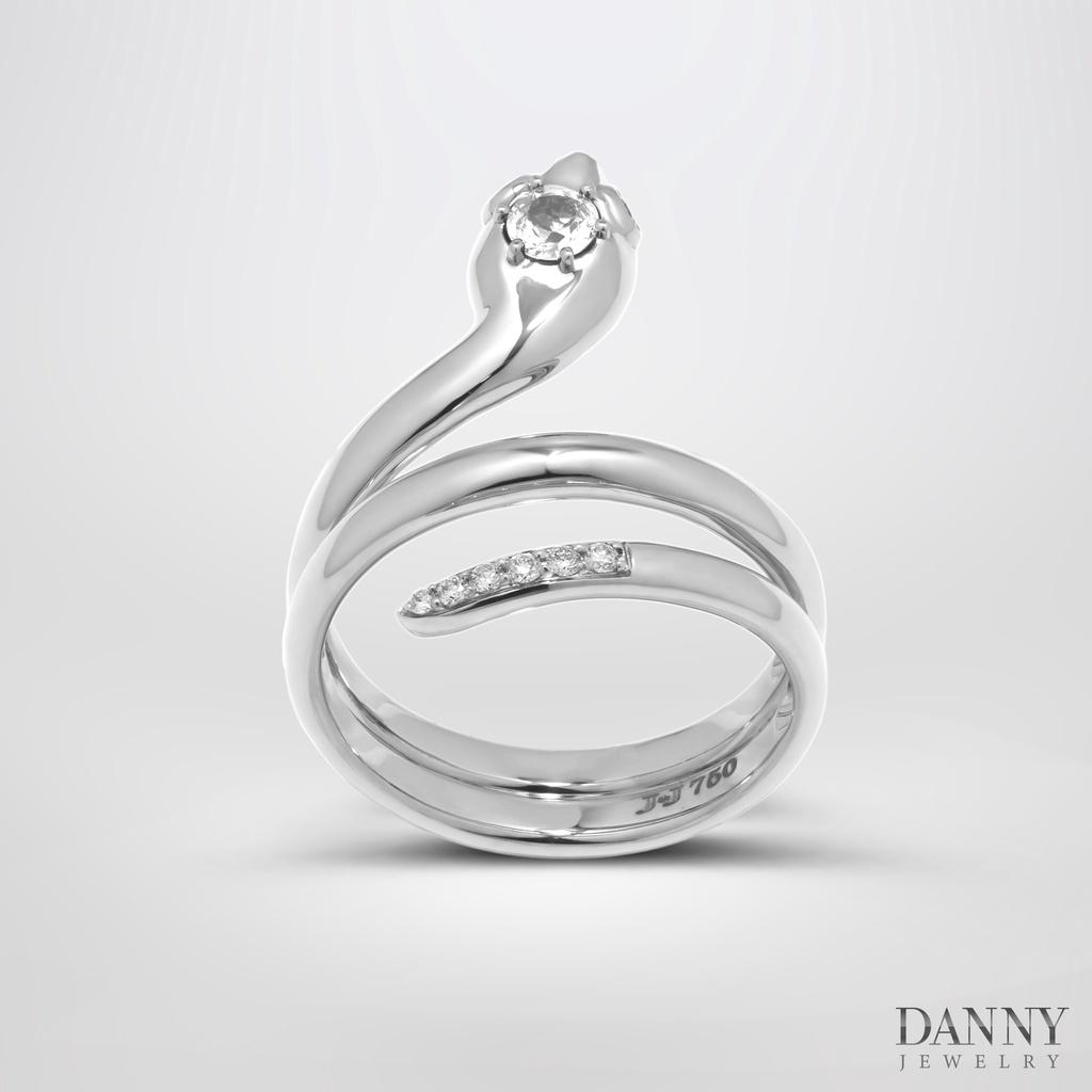 Nhẫn Nữ Danny Jewelry Bạc 925 Biểu Tượng Rắn Mắt Đá Màu Xi Rhodium N0053