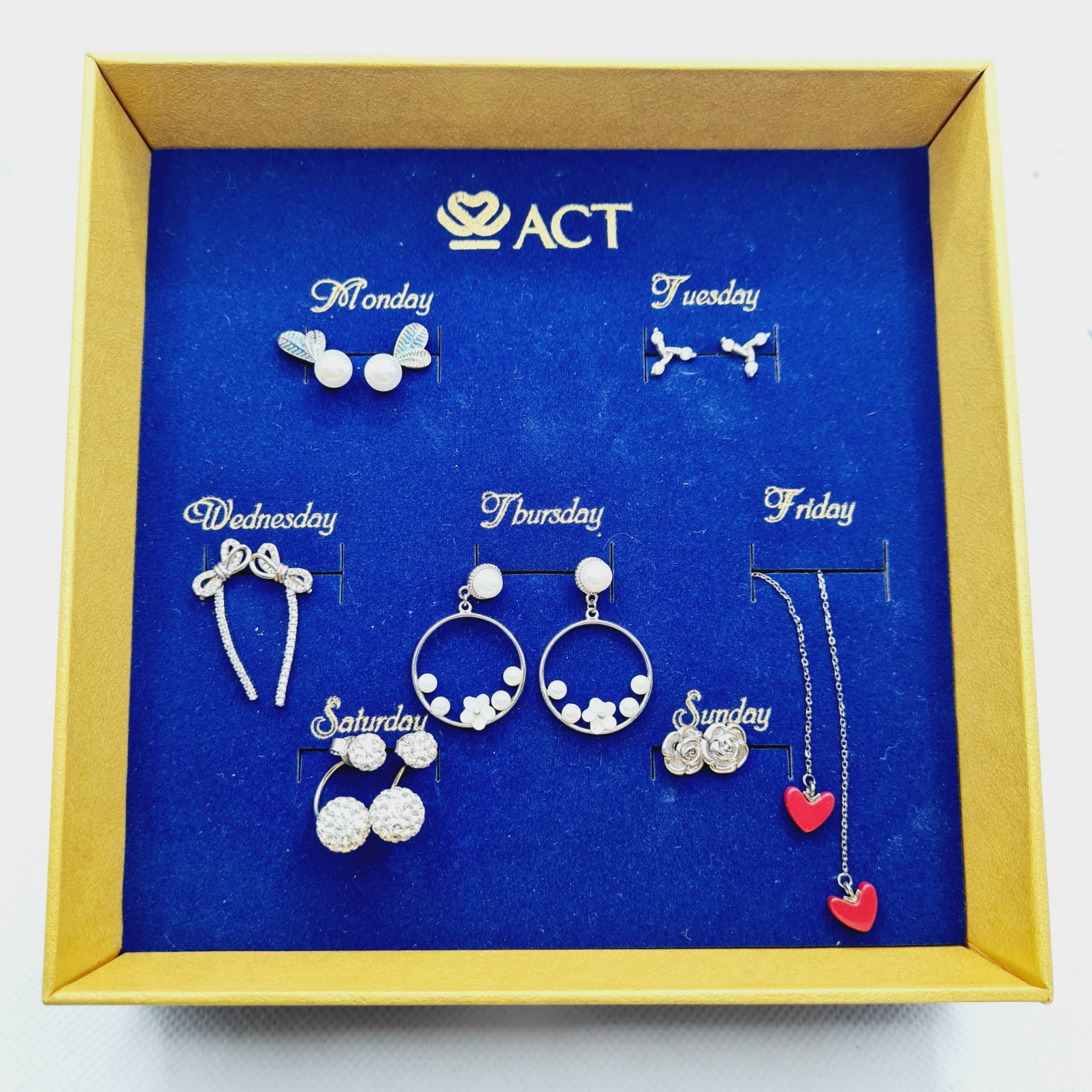 Set bông tai, khuyên tai bạc cao cấp cho 7 ngày -quà tặng bạn nữ - 7D13