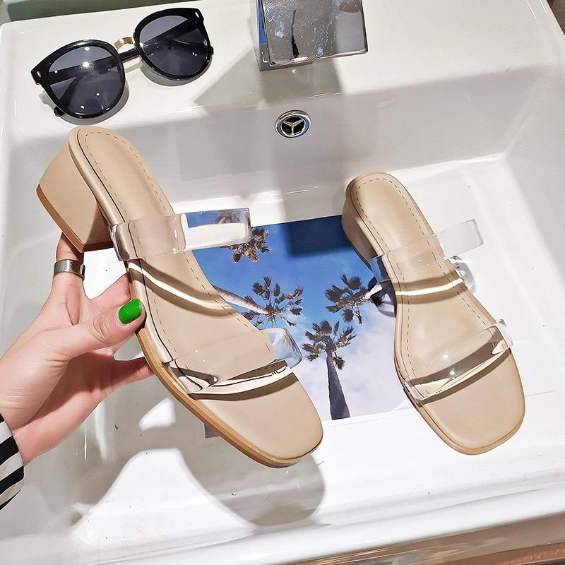 Dép cao gót 2 quai trong đế 4cm