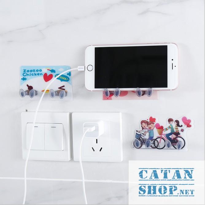 Móc Dán Tường đôi Kẹp Giữ Dây Điện, Phích Cắm Điện/ Kê Đỡ Sạc Điện Thoại - Móc Treo Đồ Đa Năng GD391-TreoDDien-DOI