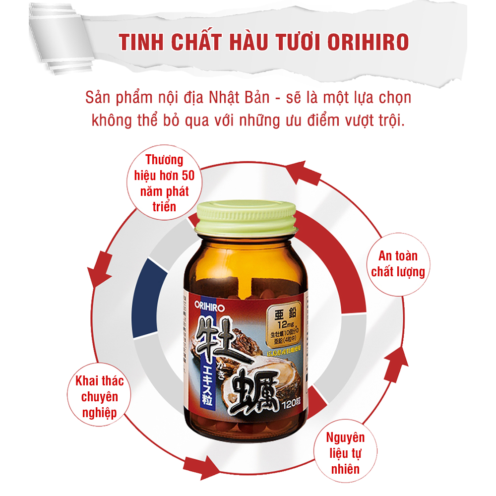 Viên uống tinh chất hàu tươi Orihiro tăng cường chức năng sinh lý nam giới 120 viên JN-OR-HAU01