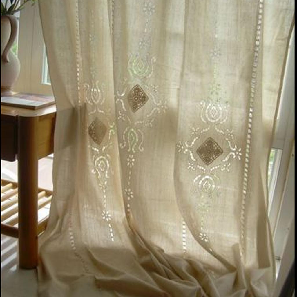 Country Hollow Crochet Window Curtain  Drape Panel
