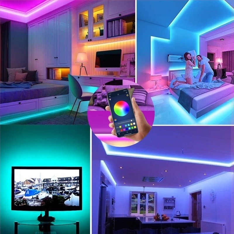 Dây Đèn Led Nháy Đuổi 10M, Trang Trí Ngoài Trời RGB 5V Cổng USB Nháy Theo Nhạc 16 Triệu Màu, Điều Khiển Bằng App