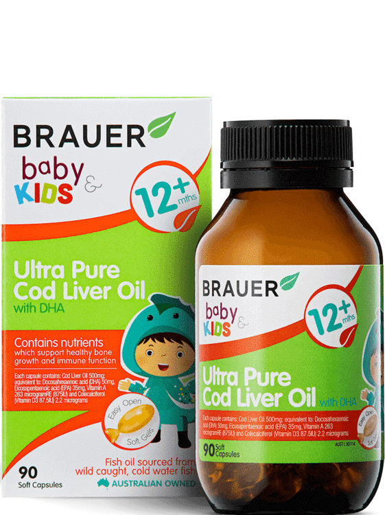 DHA dầu cá tuyết tinh khiết cho trẻ sơ sinh, trẻ nhỏ Brauer DHA Úc giúp phát triển trí não, tăng khả năng tập trung, cải thiện thị lực-OZ Slim Store