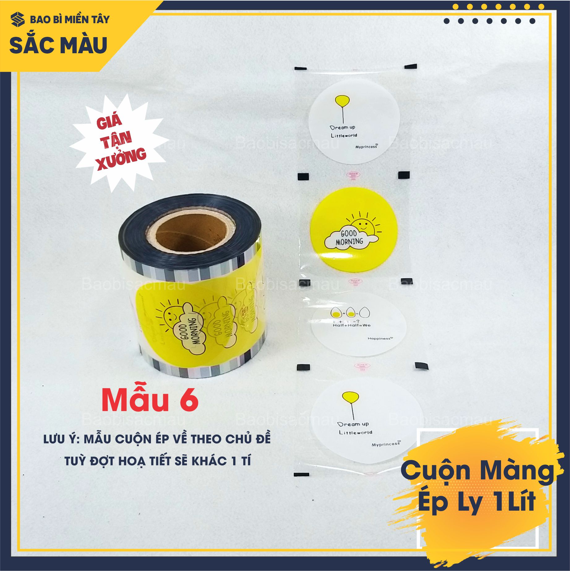 Cuộn màng ép ly, màng dập cốc dùng cho ly khổng lồ 800ml -900ml -1000ml in sẵn họa tiết vui tươi, đẹp mắt