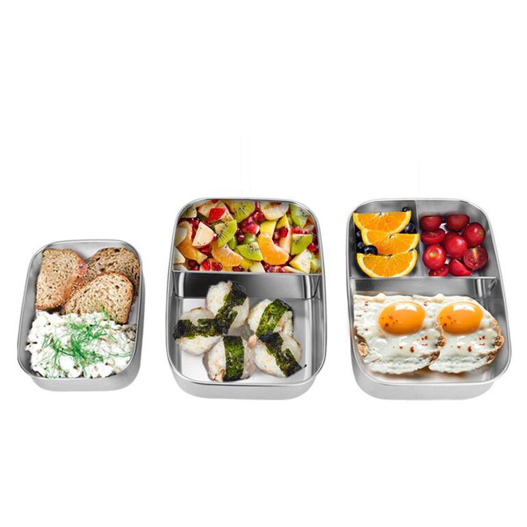 Portable Stainless Steel Bento Lunch Box Dinner Snacks Food Container