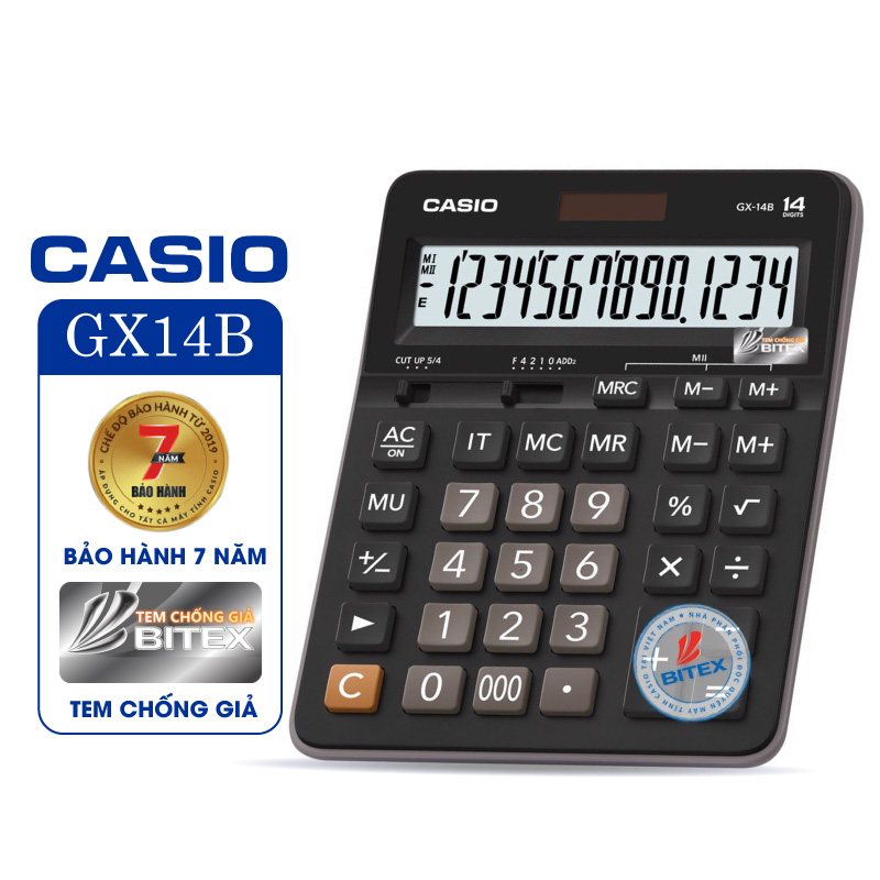 Máy tính Casio GX-14B, Bảo hành 7 năm - Hàng chính hãng Bitex