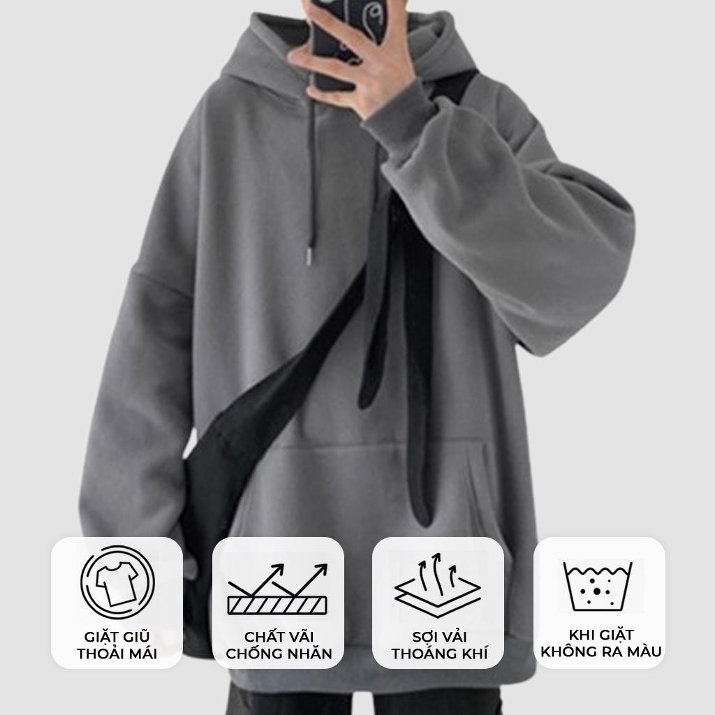 Áo khoác Hoodie Nam, Hoodie Basic Unisex Nỉ From Rộng Màu Đen