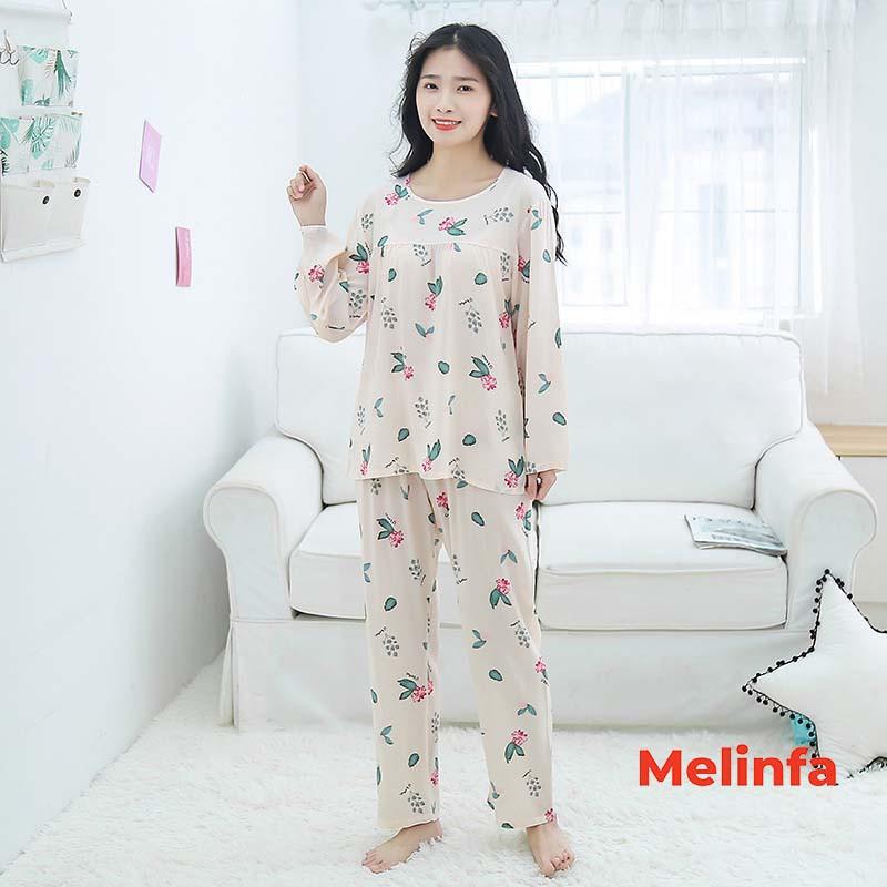 Bộ đồ ngủ nữ, bộ mặc nhà vải lanh lụa cotton dài tay, quần dài nhiều màu mã VABD0115